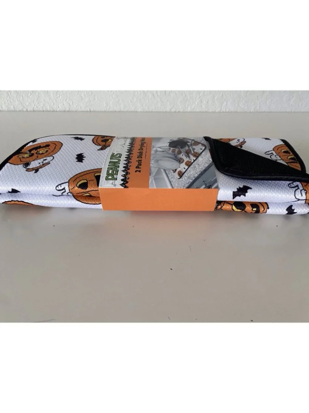 2 Pack Peanuts Snoopy Woodstock Halloween Pumpkin Dish Drying Mats 16 X 18” NEW
